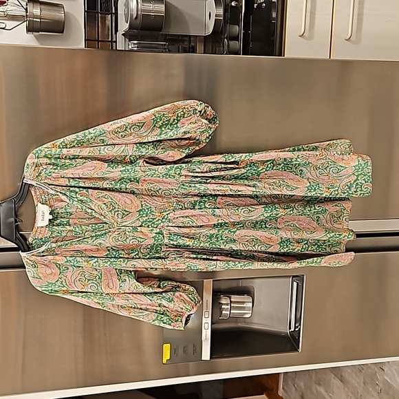 💕BA&SH💕 Odeon Robe Dress ~ Vert Green Paisley Print Large - Picture 12 of 16